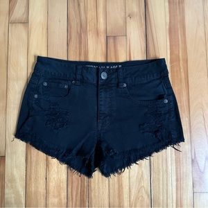 American Eagle Black High-Waisted Stretch Denim Shorts